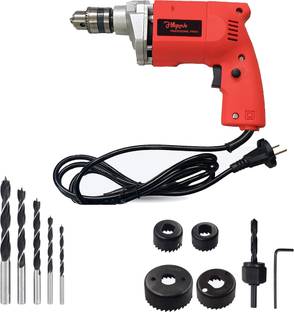 Hillgrove HGCM1106M1 500W Power Drill Machine with 5Pcs Wood Bits and 6Pcs Hole Saw Drill Bits for Making Holes in Metal/Wood/Concrete Pistol Grip Drill NMD115 Pistol Grip Drill