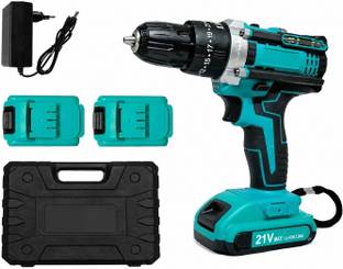 XTOOLS Power Drill with 2 Batteries, Fast Charger & Carry Case 21V Cordless Blue Power Drill 1500 RPM ...