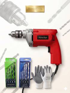 Atrocitus 10mm Electric Drill Kit Including 5 Wood Bits, 5 Masonry Bits, Gloves ATR656_Normal_10mm_Mas...