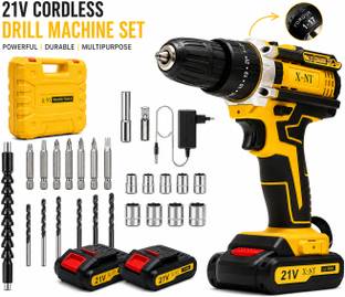 Hamid 21V Cordless Drill Machine Set with Accessories | Rechargeable Electric XTCIDK97 Cordless Drill ...
