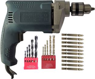 Inditrust 10mm Electric Drill Machine with 5pc Masonry 5pc Wood and 10pc +- Ph2 bit Angle Drill