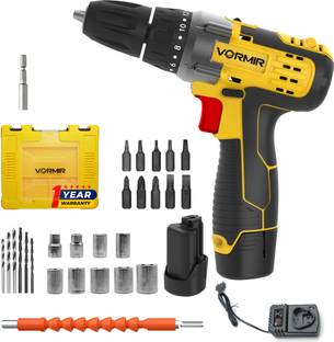 iBELL VORMIR VR CD12-45 Cordless Drill Driver, 2 Batteries, 12V, 0-400/0-1450RPM,25Nm, 31 Accessories ...