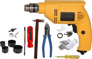 Digital Craft 100% Copper Winding Electric Reversible 10mm 550W Drill Machine,4 Utility Tools,6Pc Hole...