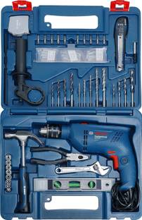 BOSCH GSB 600 Corded Electric Impact Drill Kit, 600 W, 13 mm, 1.7 Kg, 3000 RPM 1.4 Nm, Variable Speed, Forward/Reverse Rotation, Double Insulation, Pistol Grip Drill