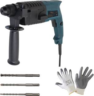 Hillgrove MCGH1000M5 All Purpose 20mm Hammer Impact Drill Machine Forward/Reverse Rotation with Safety Gloves and 3 Bits for Making Holes in Metal/Wood/ConcreteMCGH1002 Pistol Grip Drill