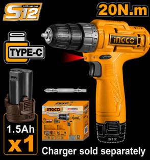 INGCO Type-C Cordless Drill with 1.5Ah Lithium-Ion Battery 12V Cordless 20NM Cordless Drill