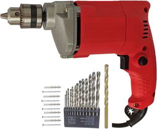DUMDAAR RED ARKA 350W Electric Drill machine 10mm with 13pc HSS 1pc Masonry & Gitti Screw 10pc set Ham...