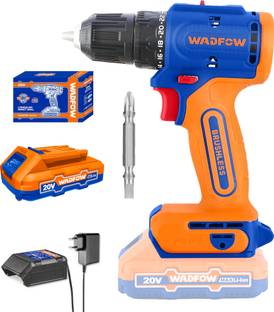 Wadfow 20V Cordless Drill Machine Brushless, 22+1, 50Nm, Spindle Lock, with Battery and Charger, 2-Speed Brushless Cordless Drill