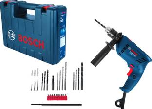 BOSCH GSB 600 Corded Electric Impact Drill with Wrapset, 600 Watt, Pistol Grip Drill