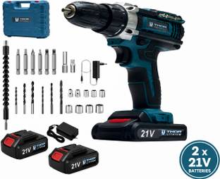 XLNT 21V Cordless Drill Machine with 2 Batteries & Kit 1350 rpm THCDK53 Cordless Drill