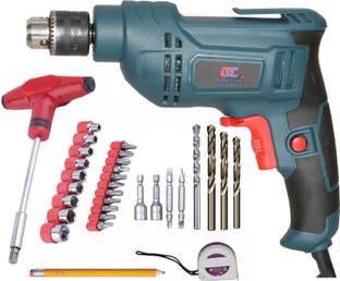 Digital Craft 100% Copper Winding Electric 600w Reversible Drill Machine 10MM,T-Bar Socket Set,Tape 3Mtr Pistol Grip Drill
