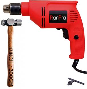 RanPra 10MM LEFT/RIGHT REVERSE FUNCTION DRILL MACHINE WITH 300GM BALL PEEN HAMMER Pistol Grip Drill