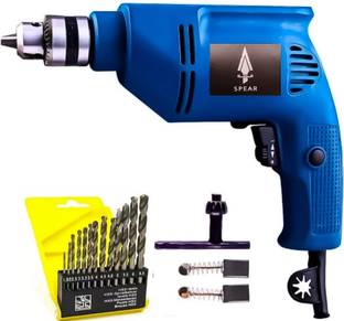 Mamodiaz Spear SP-10RE (10mm ) Left Right Drill Machine HAMMER DRILL MACHINE HEAVY DUTY & 13pc hss dri...