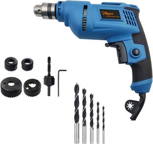 Hillgrove HGCM1092M1 700W Power Drill Machine with 5 Pcs Wood Bits and 6Pcs Hole Saw Drill Bits for Making Holes in Metal/Wood/Concrete with Reverse Rotation HF0167 Pistol Grip Drill