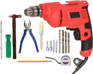 Digital Craft Electric Reversible Drill Machine 10MM 600W,4 Utility Tools,Tape 3Mtr, Pistol Grip Drill