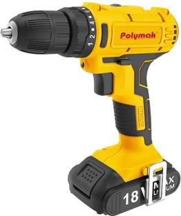Polymak PM-CDD-18V-2B Cordless 10mm Drill Driver, powerful 18V battery, 1,300 rpm Cordless Drill