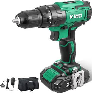Kimo Brushless Cordless Drill Machine with 1 Battery Keyless Chunk-Battery Powered-Reverse Forward Motion Cordless Drill