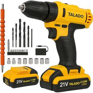 तलदो 21V Cordless Drill Machine with 2 Li-Ion Batteries, Screwdriver Bits & Drill Set 21 V SCREWDRIVER...