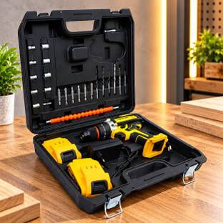 FERVIK 21V Cordless Drill Machine | 10mm Keyless Metal Chuck | 2-Speed Power Tool F2 drill machine 55 ...