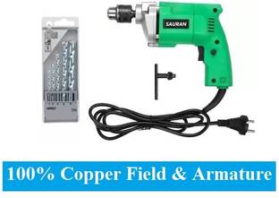 Sauran HEAVY DUTY 10MM DRILL MACHINE WITH 5 PCS DRILL BIT FOR CONCRETE WALL Pistol Grip Drill