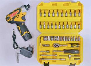 VTH Heavy Duty Cordless Impact Driver with 46pcs Socket Set Kit for Home, Garage Use 01 Cordless Drill