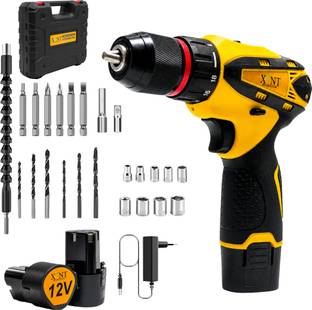 XLNT 12V Cordless Drill Driver Kit Metal Chuck, 2 Batteries, Charger XTCDKMC284 Cordless Drill