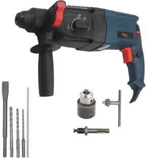 Hillgrove MCGH1031M5 26mm Hammer Impact Drill Machine Forward/Reverse Rotation with 5Pcs SDS Plus Bits and Drill Chunk(13mm) for Drilling in Metal/Wood/Concrete YD10 Pistol Grip Drill
