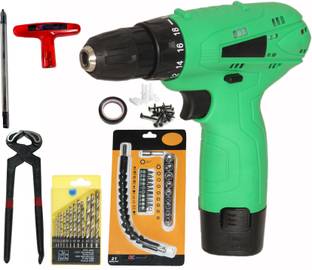 Digital Craft Compact 12V Drill with 2-in-1 T-Handle Driver and Pincer Plier (8") Pistol Grip Drill