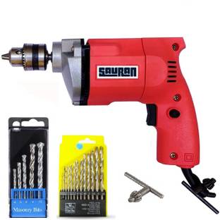Sauran Heavy Duty Drill with warranty 10mm Drill machine with Wood,Iron and Concrete Drill bit set Pis...