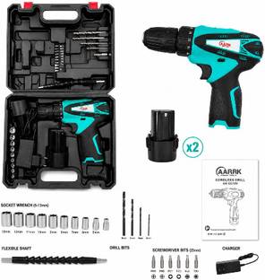 Hamid AARK Professional 12V Cordless Drill Driver Kit 2 Batteries, Charger, Drill Bits & Socket Set | ...