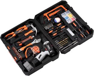 ओमाडा Tool Set with Drill, 105Pcs Cordless Drill Household Power Tools Set with 16.8V Lithium Driver Claw Hammer Wrenches Pliers DIY Accessories Tool Kit कार्डलेस ड्रिल