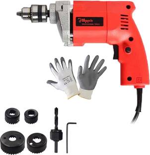 Hillgrove HGM1112M1 500W Power Drill Machine with Gloves, 6Pcs Wood Working Hole Saw Drill Bits for Ma...