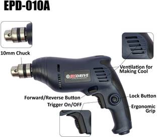 EASTMAN JRSDRIVE Drill, Variable Speed, Drill Capacity 10mm, Speed-2800RPM EPD-010A Pistol Grip Drill