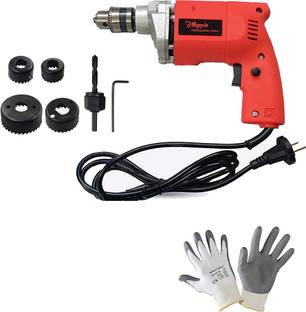Hillgrove HGM1112M3 500W Power Drill Machine with Gloves, 6Pcs Wood Working Hole Saw Drill Bits for Ma...