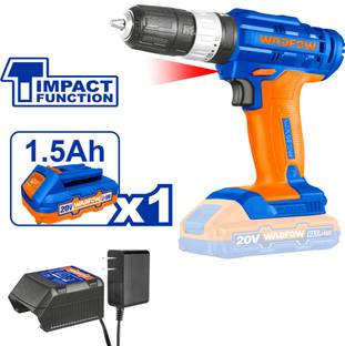 Wadfow 20V Cordless Impact Drill, 35N.m, 18+1+1, Drill Machine with Battery and Charger, Cordless Drill