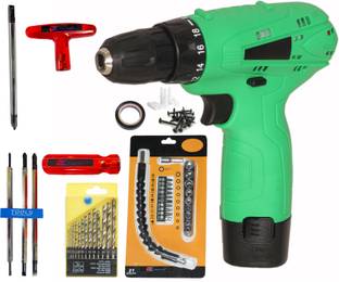 Digital Craft Cordless Drill 12V Kit – T-Handle & 6-in-1 Reversible Screwdriver Pistol Grip Drill