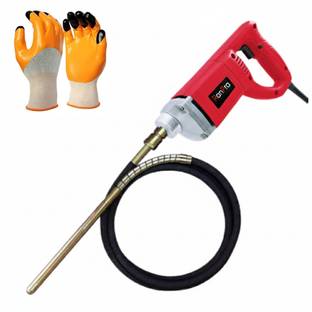 RanPra CONCERETE VIBRATOR MACHINE WITH 1.5 M LEAD HEAVY DUTY WITH SAFETY GLOVES 680WATT Pistol Grip Dr...