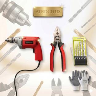 Atrocitus 10mm Electric Drill Kit Including 5 Masonry Bits, Safety Gloves, Plier ATR657_Normal_10mm_Ma...