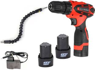 ISC 12V Cordless Drill Cum Screwdriver With 1 Flexible Bit Shaft, 2 Battery 1Charger XF-CD12 Pistol Gr...