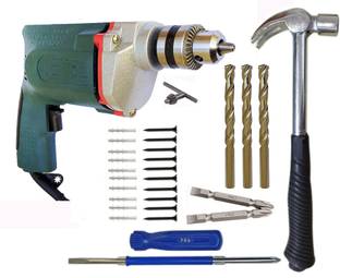 Inditrust new 10mm Electric drill machine 350W with 2in1 Screwdriver 10pc Screw 10pc Gitti 3pc Masonry...