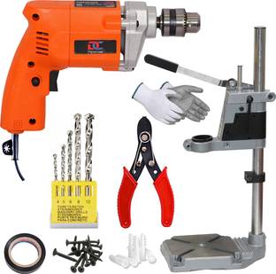 Digital Craft 10mm 400W Drill Machine With Drill Stand,5Pc Masnory Drill Bit Set,Wire Stripper Combina...