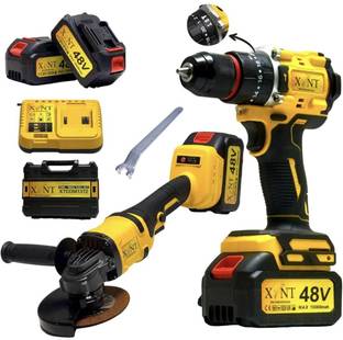 NTH XLNT 2PCS 48V Cordless Brushless 52Nm Impact Drill & Angle Grinder Combo Kit, 3 3 Modes Hammer Dri...
