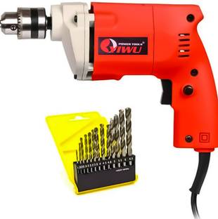Mamodiaz MZ-10mm Drill machine with 13 pcs Drill bit set for wood, Iron, Steel, Aluminium Pistol Grip ...