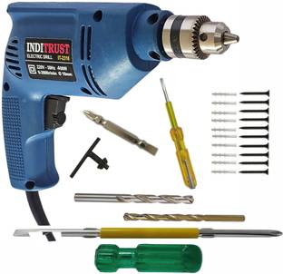 Inditrust 400W~ 500w Reversible Drill Machine 20pc Gitti Screw Ph2 M. HSS Tester Screwdriver set Pisto...