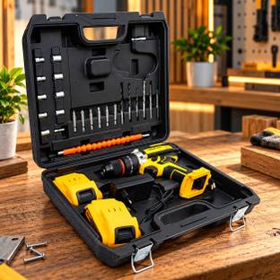 FERVIK 21V Cordless Drill Machine | 10mm Keyless Metal Chuck | 2-Speed Power Tool F2 drill machine 44 ...