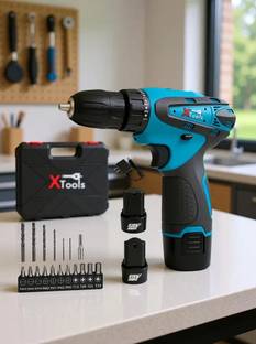 XTOOLS 12V Cordless Power Drill Set 1350 RPM Electric Screwdriver Tool Kit Blue 12V Cordless Power Dri...