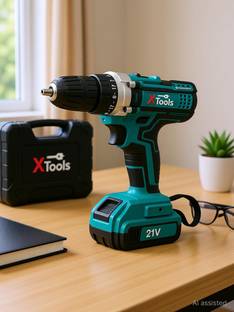 XTOOLS Cordless drill blue 21V Lithium-Ion Cordless Drill Machine | 10mm Keyless Chuck | High Torque 4...