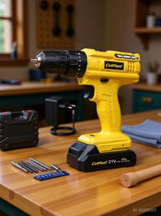 रनप्रा 21VOLT CORDLESS DRILL MACHINE WITH BIT SET, 2 BATTERY & 1 CHARGER 100% COPPER FIELD & ARMATURE ...