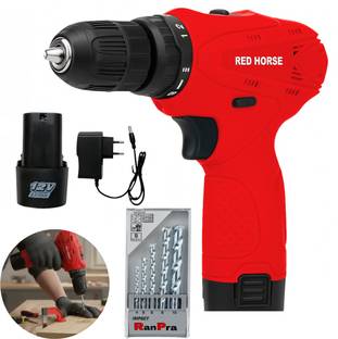 रनप्रा 12VOLT CORDLESS DRILL MACHINE WITH 2 BATTERY & 5PCS DRILL BIT & 12V SCREWDRIVER MACHINE WITH 5P...