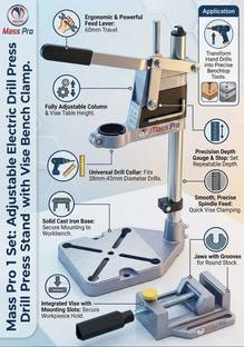 Mass Pro DS02 Drill Press Stand & Vise Clamp Cast Iron Base+Bench Vise Quick ReleaseClamp DS02 Drill S...